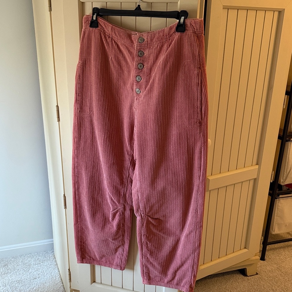 We The Free Faded RoseCorduroy High-Waist Button-Front Pants